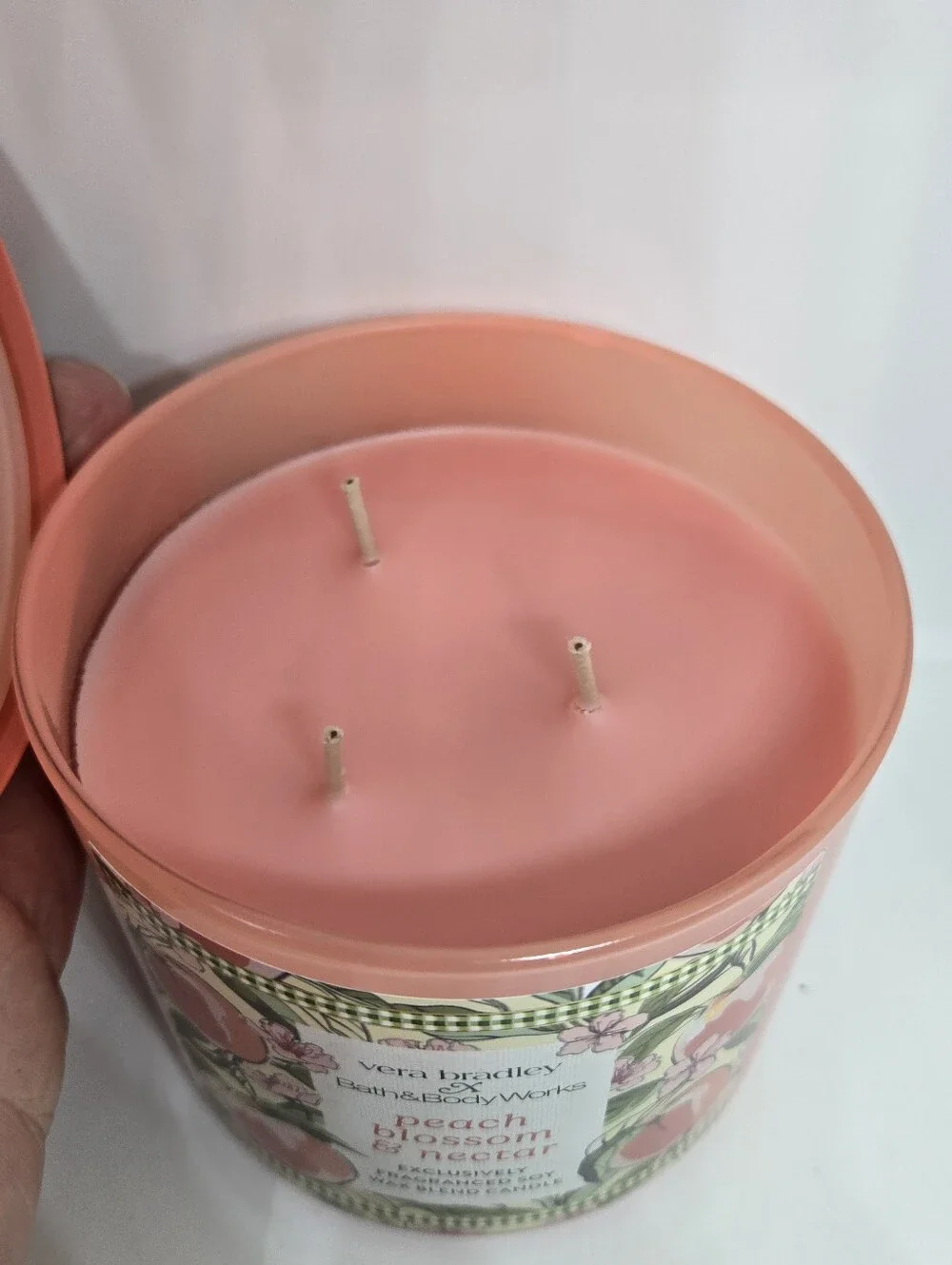 Bath & Body Works VERA BRADLEY PEACH BLOSSOM & NECTAR 3 Wick CANDLE